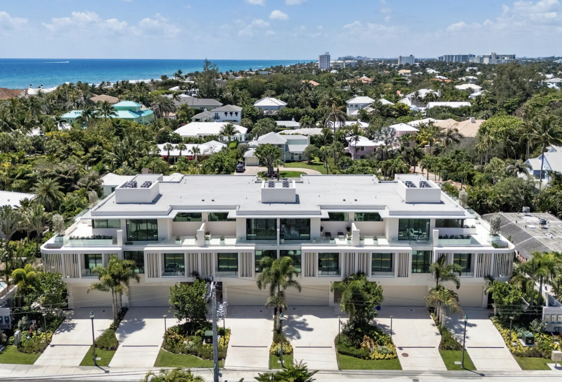 Luxury townhome in Delray Beach aerial view.